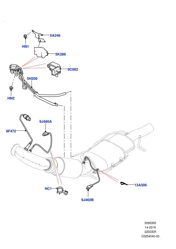 Exhaust System (2.2L CR DI 16V Diesel,EU5 Emission With DPF Type 2,Proconve L6 Emissions,Stage V Plus DPF)(Exhaust System Sensors)