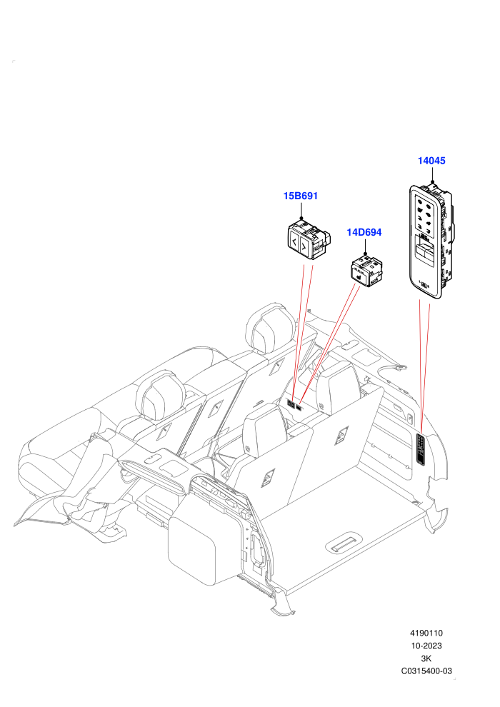 Switches (With Third Row Power Folding Seat)(Luggage Compartment)