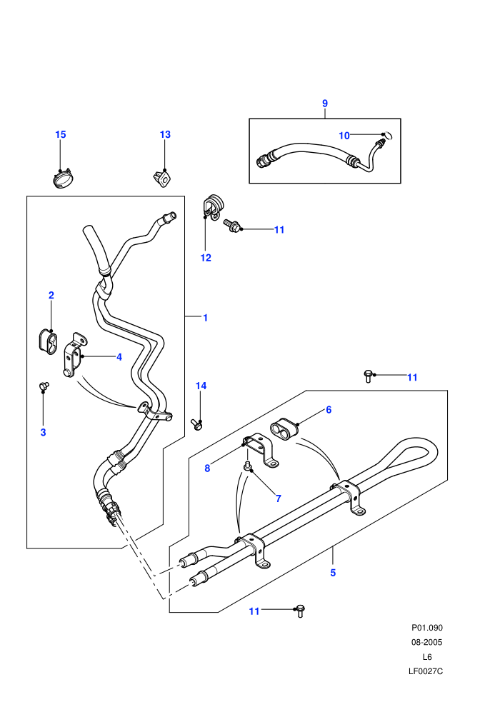 Hoses - Return (2.5 KV6 Petrol,RHD)((V)FROM1A000001)