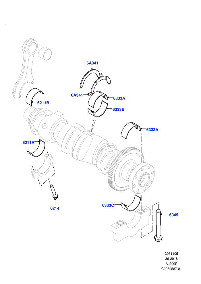 Crankshaft/Pistons And Bearings (2.0L AJ200P Hi PHEV,2.0L I4 High DOHC AJ200 Petrol)(Nitra Plant Build)((V)FROMK2000001)