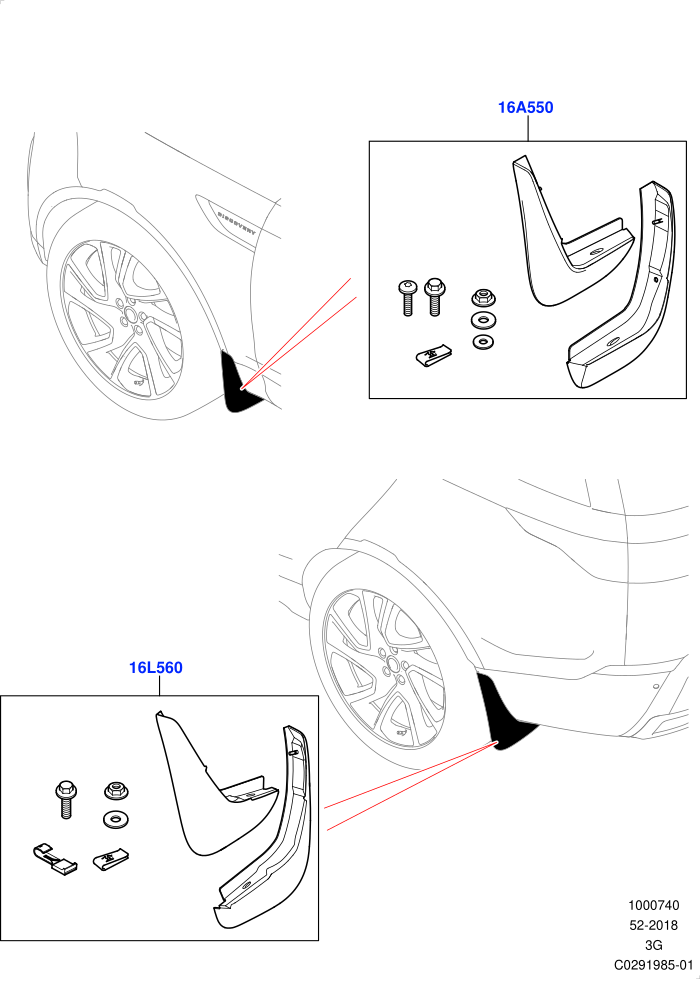 Mudflaps - Front & Rear (Halewood (UK))