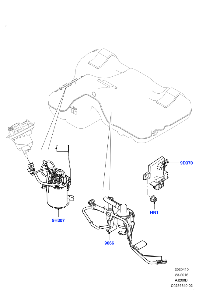 Fuel Pump And Sender Unit (2.0L I4 DSL HIGH DOHC AJ200,2.0L I4 DSL MID DOHC AJ200,Halewood (UK),With Diesel Exh Fluid Emission Tank)