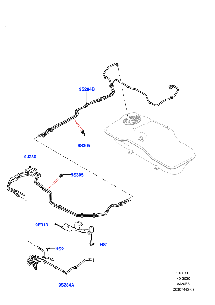 Fuel Lines (1.5L AJ20P3 Petrol High PHEV,Changsu (China),Standard Wheelbase)