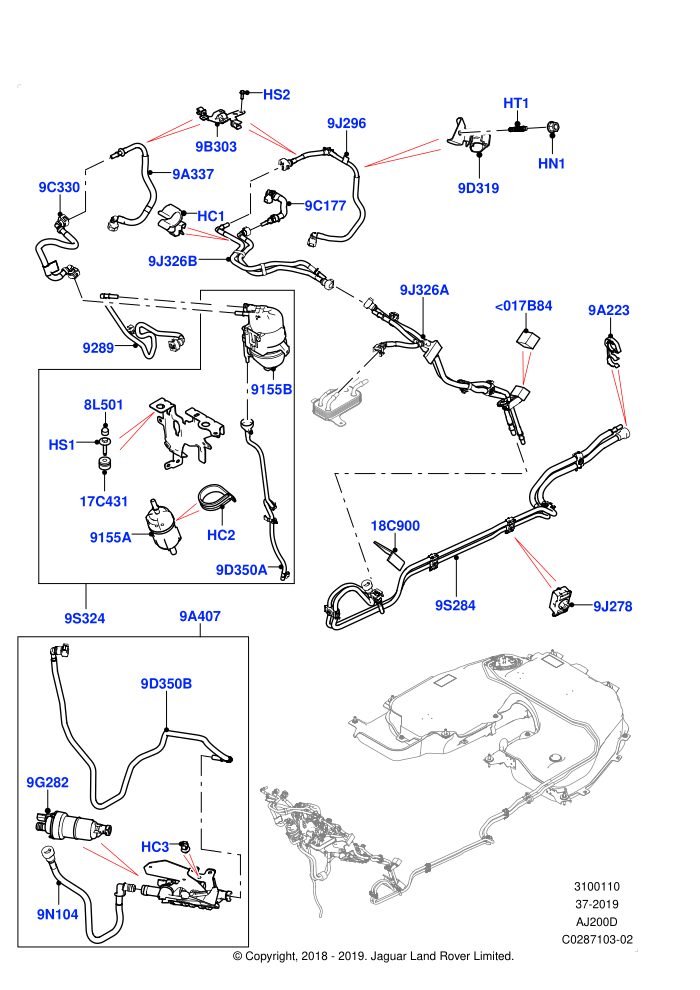 Fuel Lines (2.0L I4 DSL HIGH DOHC AJ200,Fuel Tank-Diesel With Filters)(Solihull Plant Build)((V)FROMKA000001)