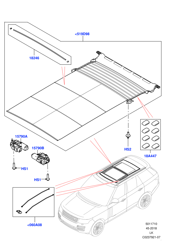 Sliding Roof Mechanism And Controls (With Roof Conversion-Panorama Power)(Sun Blinds)