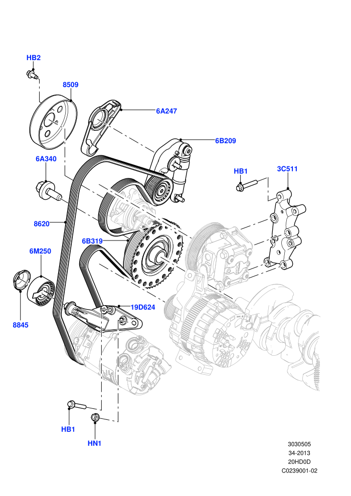 Pulleys And Drive Belts (2.0L 16V TIVCT T/C 240PS Petrol)((V)FROMCH000001)