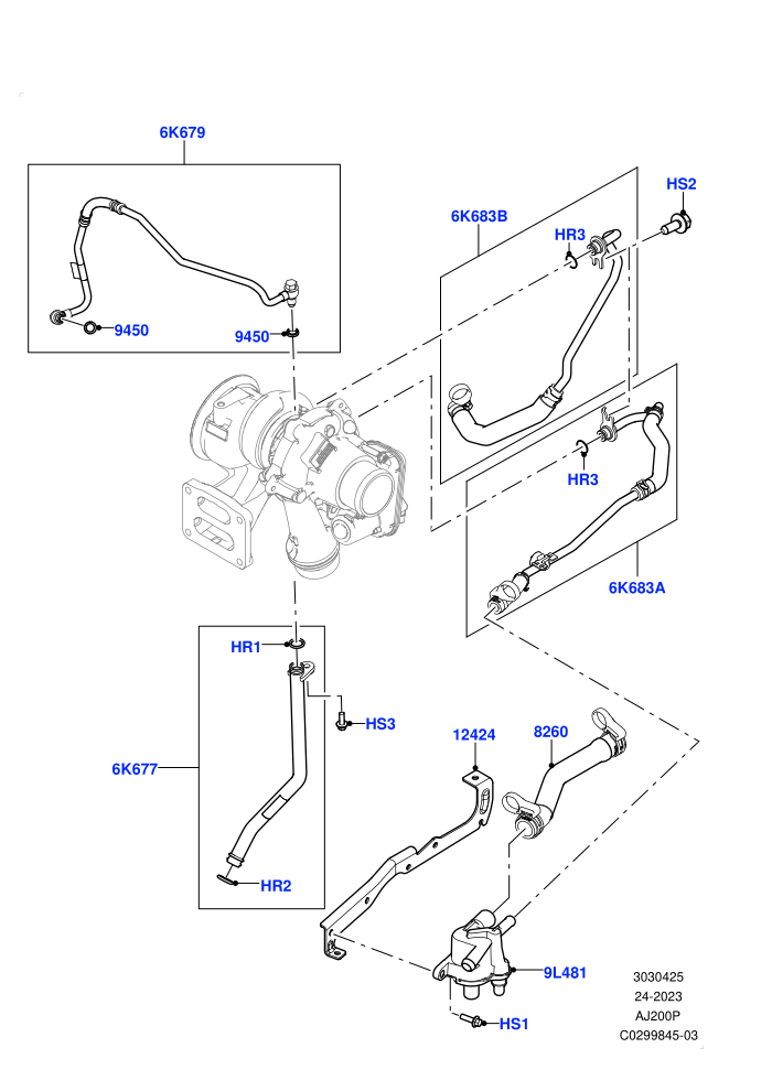 Turbocharger (2.0L AJ20P4 Petrol Mid PTA,Changsu (China))(Lubrication And Cooling)