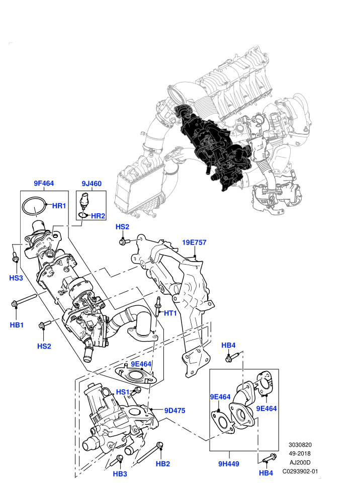 Exhaust Gas Recirculation (2.0L AJ20D4 Diesel High PTA,2.0L AJ20D4 Diesel LF PTA,2.0L AJ20D4 Diesel Mid PTA,Halewood (UK))(High Pressure EGR)