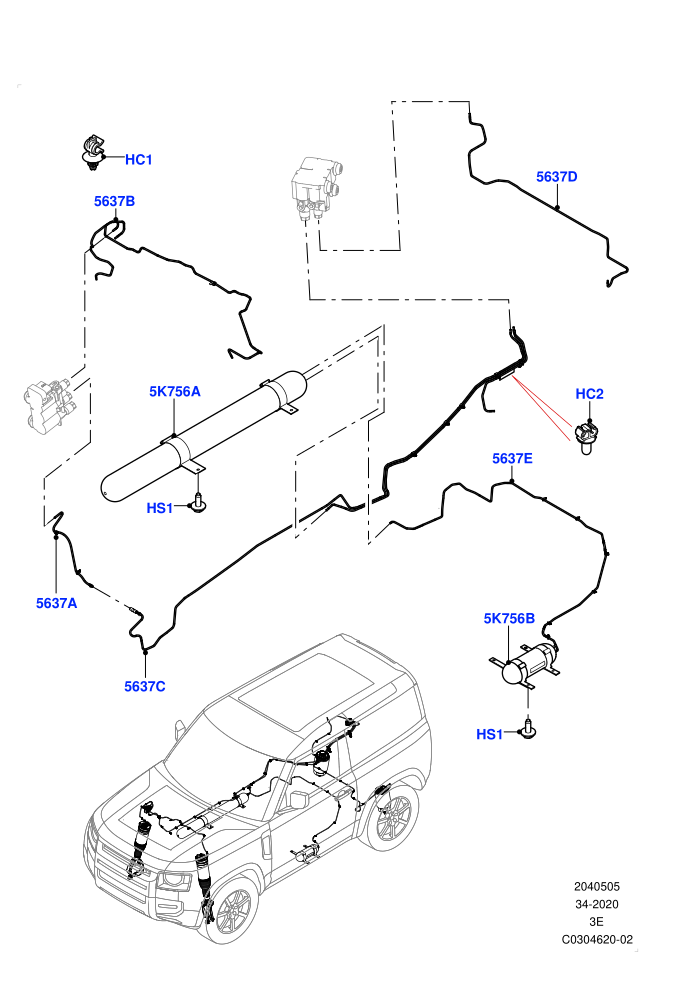 Air Suspension Compressor And Lines (Short Wheelbase,With Four Corner Air Suspension)