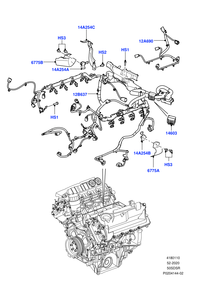 Electrical Wiring - Engine And Dash (5.0L OHC SGDI SC V8 Petrol - AJ133)((V)FROMAA000001)