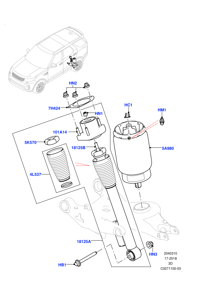 Rear Springs And Shock Absorbers (With Four Corner Air Suspension)(Nitra Plant Build)((V)TOL2999999 (V)FROMK2000001)