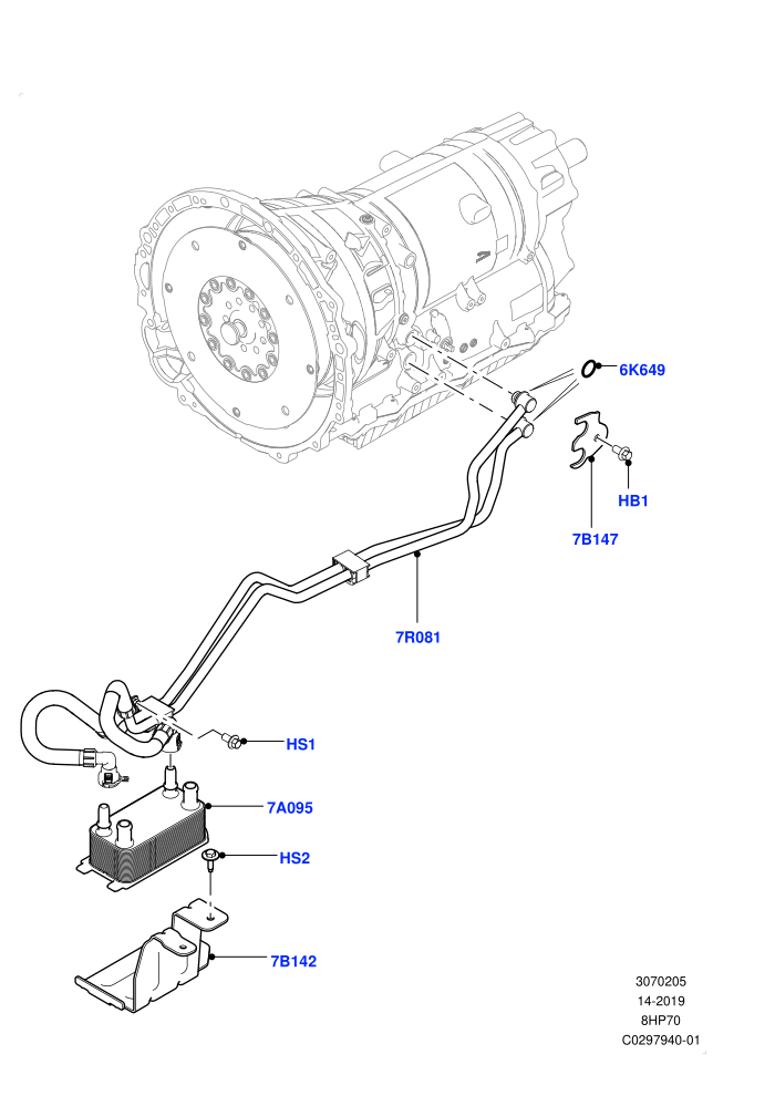 Transmission Cooling Systems (5.0 Litre supercharged enhanced,8 Speed Auto Trans ZF 8HP70 4WD)((V)FROMKA000001)