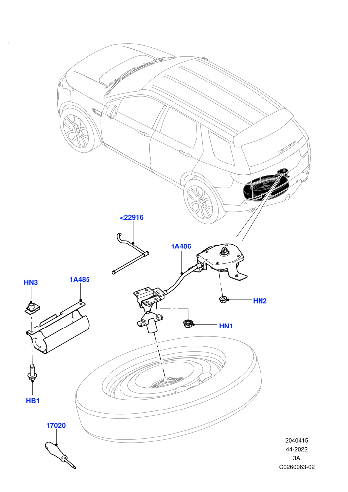 Spare Wheel Carrier (Changsu (China),Third Row Dual Individual Seat,With 3rd Row Double Seat,With 7 Seat Configuration)((V)FROMFG000001)