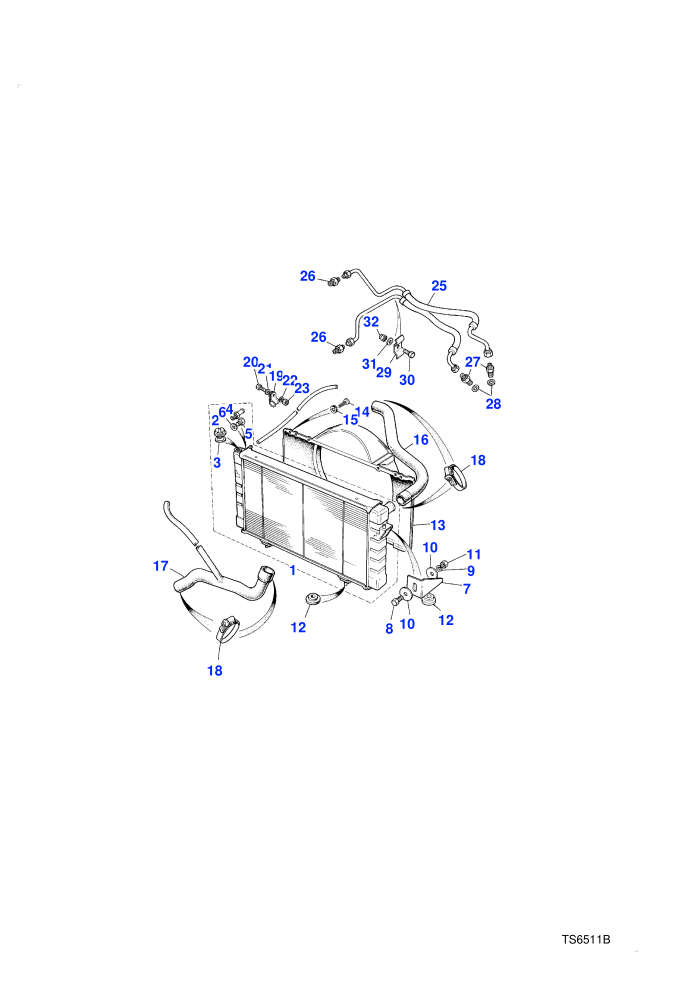 Cooling Unit, Fan Cowl & Hoses (3.9L V8 EFI Petrol)