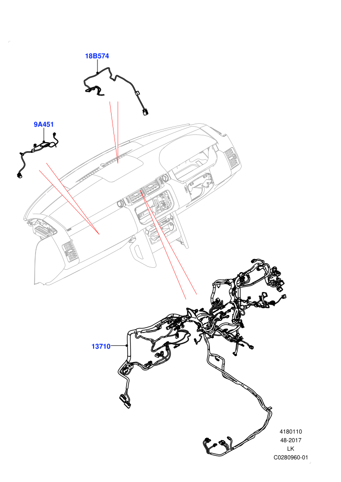 Electrical Wiring - Engine And Dash (Facia)((V)TOJA999999 (V)FROMJA000001)
