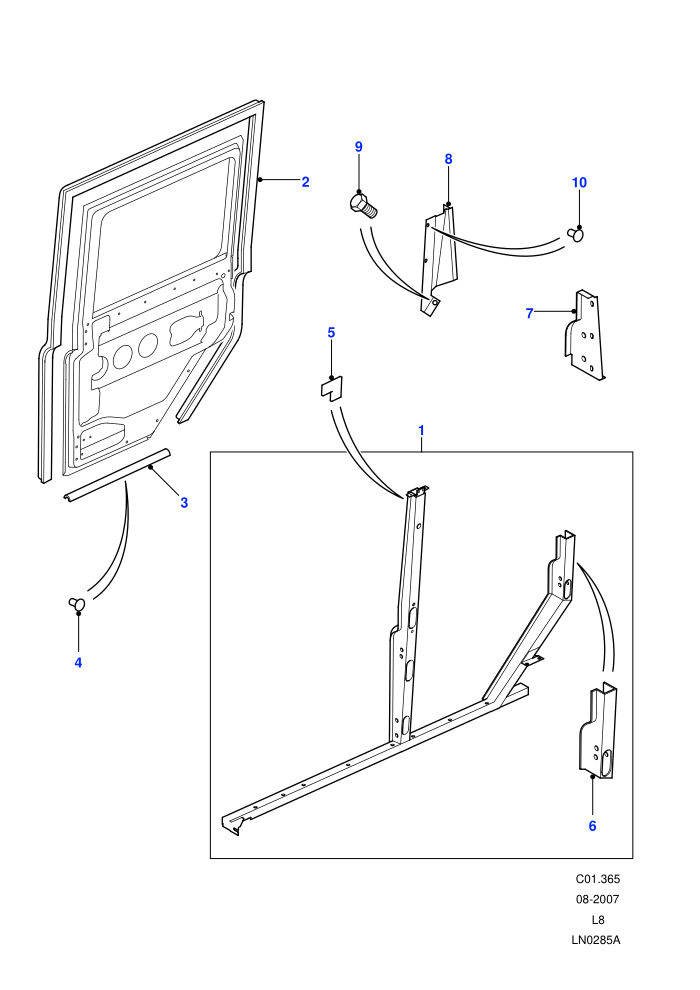 Rear Side Door Frame (110&nbsp;Wheelbase,130&nbsp;Wheelbase,Chassis Crew Cab,Crew Cab HCPU,Crew Cab Pick Up,Station Wagon - 5 Door,Station Wagon Utility - 5 Door)((V)FROM7A000001)