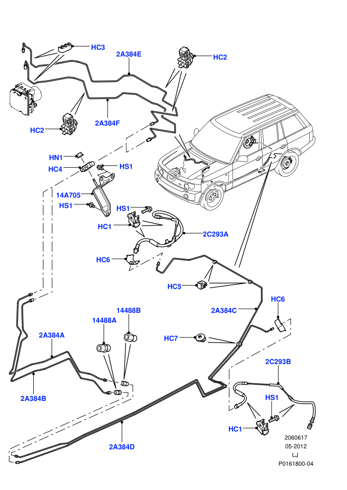 Rear Brake Pipes (RHD)((V)TO9A999999 (V)FROM6A000001)