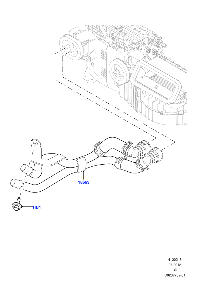 Heater Hoses (3.0 V6 D Gen2 Mono Turbo,3.0 V6 D Gen2 Twin Turbo,3.0 V6 D Low MT ROW,3.0L DOHC GDI SC V6 PETROL,With Air Conditioning - Front/Rear,With Front Comfort Air Con (IHKA),With Manual Air Conditioning)(Solihull Plant Build)((V)FROMKA000001)