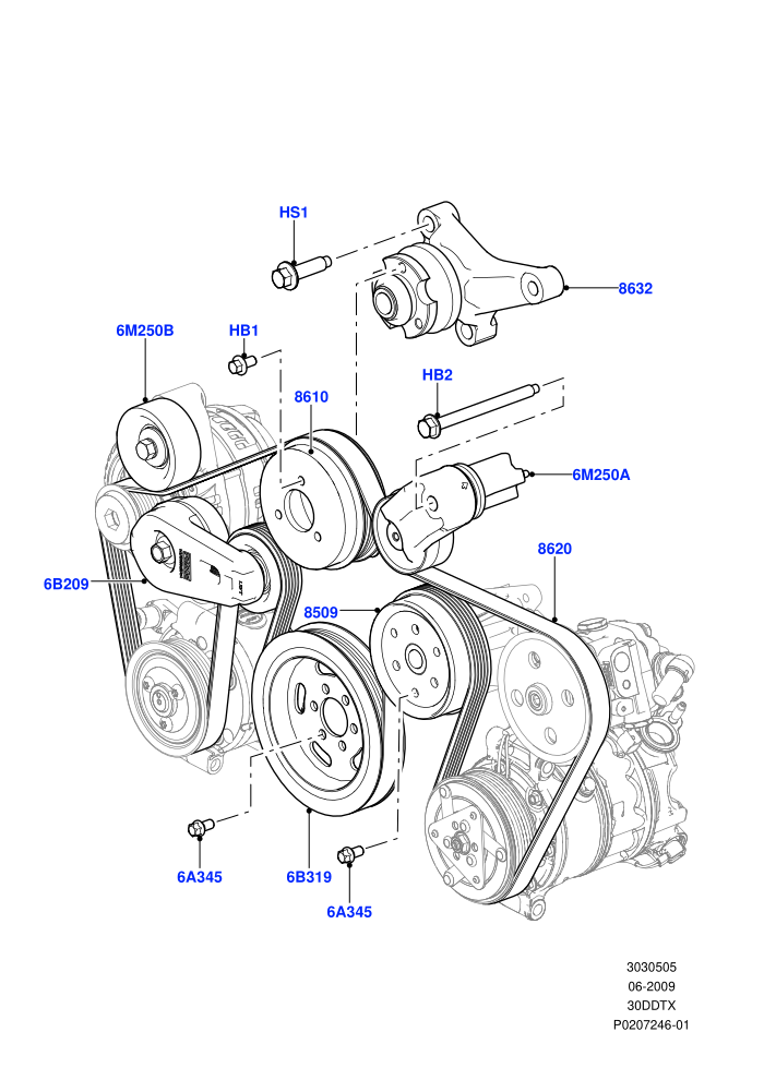 Pulleys And Drive Belts (3.0L 24V DOHC V6 TC Diesel,With ACE Suspension)(Front)((V)FROMAA000001)