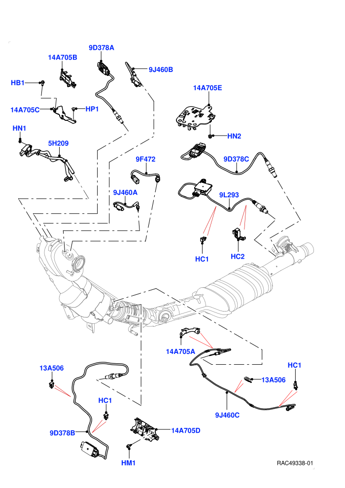 Exhaust Sensors And Modules (2.0L AJ21D4 Diesel Mid,Bharat VI Emission,EU6D - Final (Diesel) Emission,EU6D Final - Plus Emission,Halewood (UK),J-WLTP Emission,L7 Emission - Brazil,With Diesel Exh Fluid Emission Tank)((V)FROMMH000001)