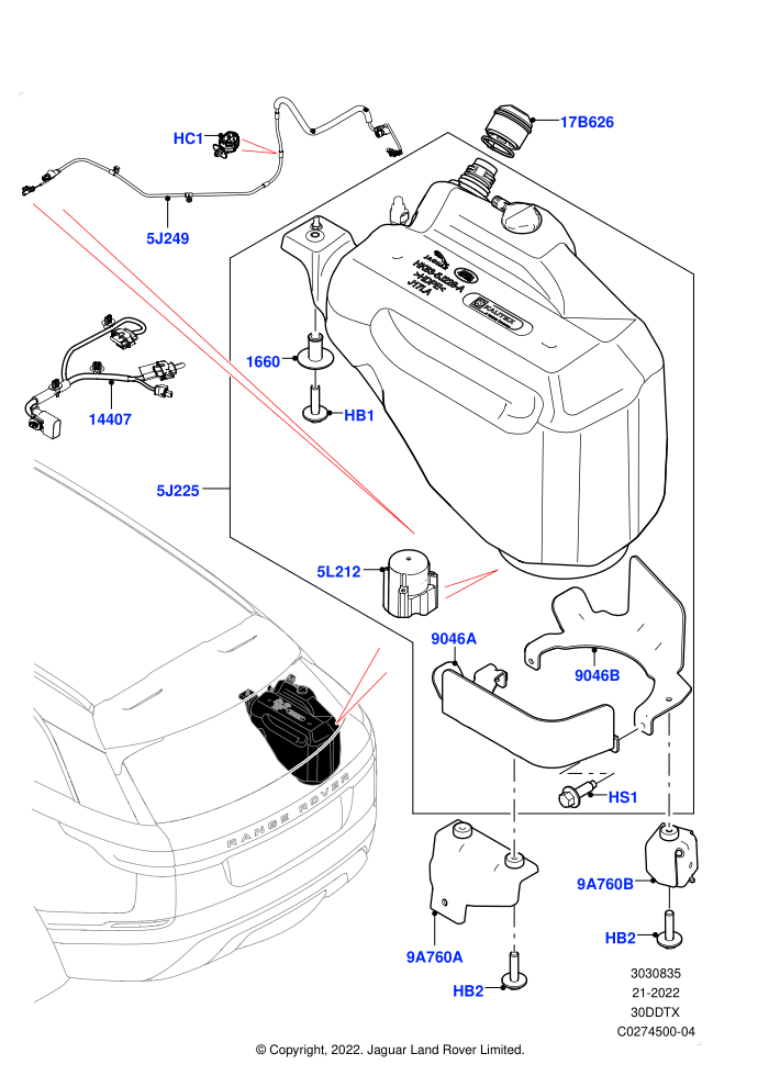 Exhaust Fluid Injection System (3.0 V6 Diesel,With Diesel Exh Fluid Emission Tank)(Tank and Lines)