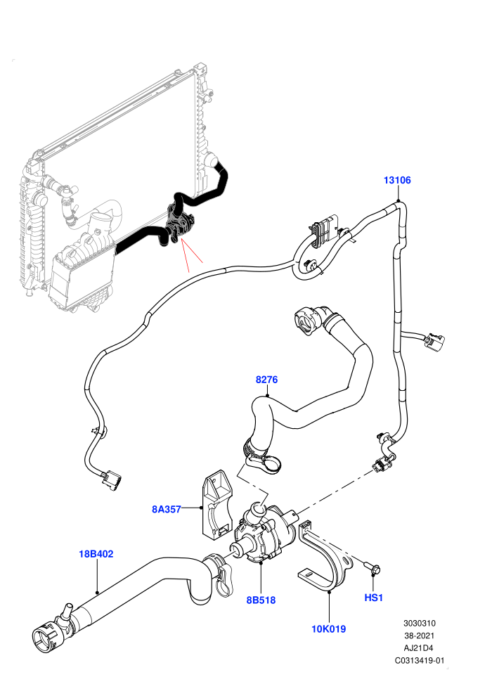 Water Pump (2.0L AJ21D4 Diesel Mid,Itatiaia (Brazil))(Auxiliary Unit)