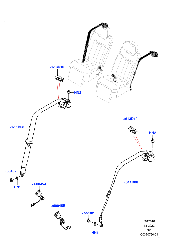 Rear Seat Belts (With 2 Rear Small Individual Seats)((V)FROMPA000001)