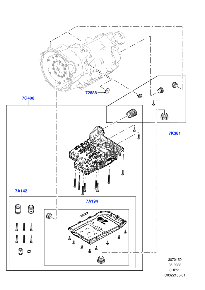 Valve Body - Main Control & Servo's (2.0L I4 High DOHC AJ200 Petrol,8 Speed Automatic Trans 8HP51)(Nitra Plant Build)((V)FROMP2000001)