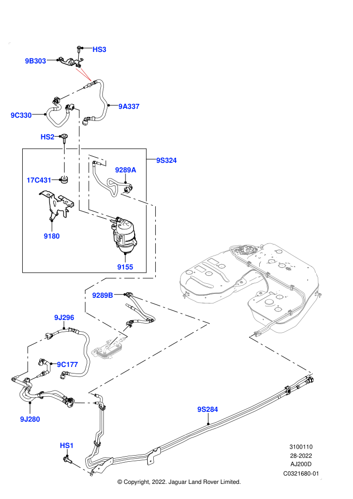 Fuel Lines (2.0L I4 DSL HIGH DOHC AJ200,Fuel Tank-Diesel)(Nitra Plant Build)((V)FROMP2141285)