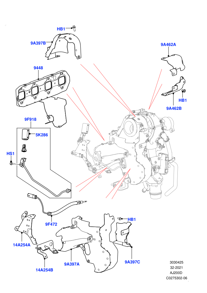 Turbocharger (2.0L I4 DSL HIGH DOHC AJ200)(Turbocharger Related Parts)