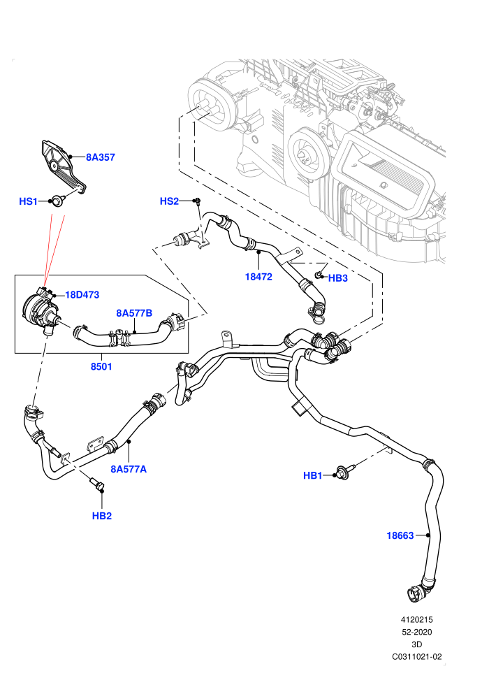 Heater Hoses (3.0L AJ20P6 Petrol High,Less Heater,With Air Conditioning - Front/Rear,With Front Comfort Air Con (IHKA),With Ptc Heater)(Nitra Plant Build)((V)FROMM2000001)