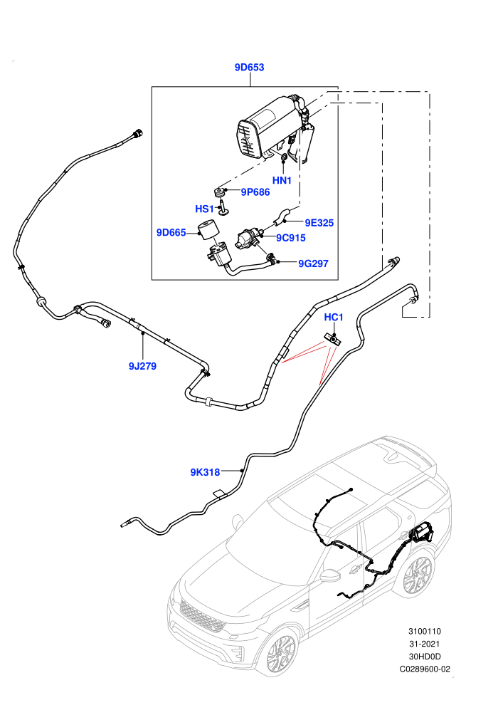 Fuel Lines (3.0L DOHC GDI SC V6 PETROL,Pet Tank With Leak Det - Lrg Filter,Petrol Tank With Leak Detection)(Nitra Plant Build,Rear)((V)FROMK2000001)