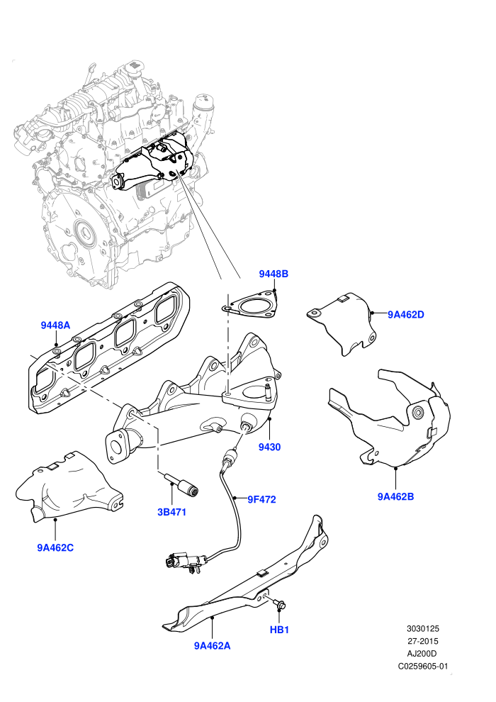 Exhaust Manifold (2.0L I4 DSL MID DOHC AJ200,Halewood (UK))