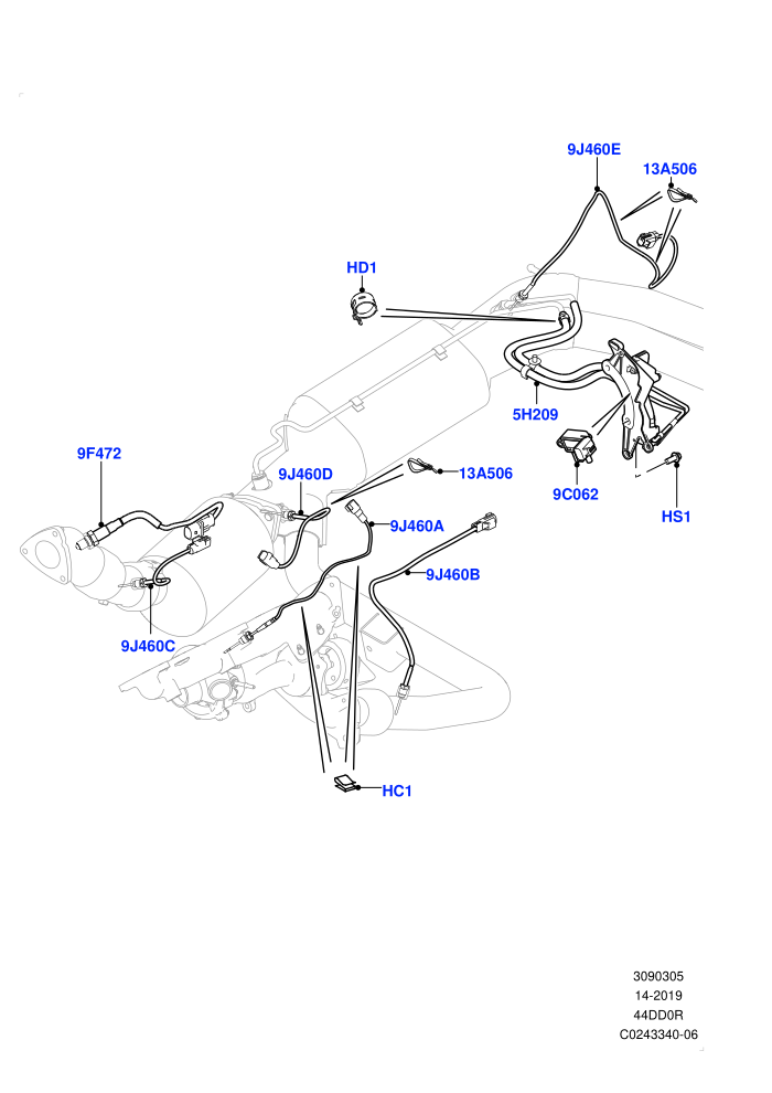 Exhaust System (4.4L DOHC DITC V8 Diesel,Stage V Plus DPF,With Diesel Particulate Filter)(Exhaust System Sensors)((V)TOFA999999)