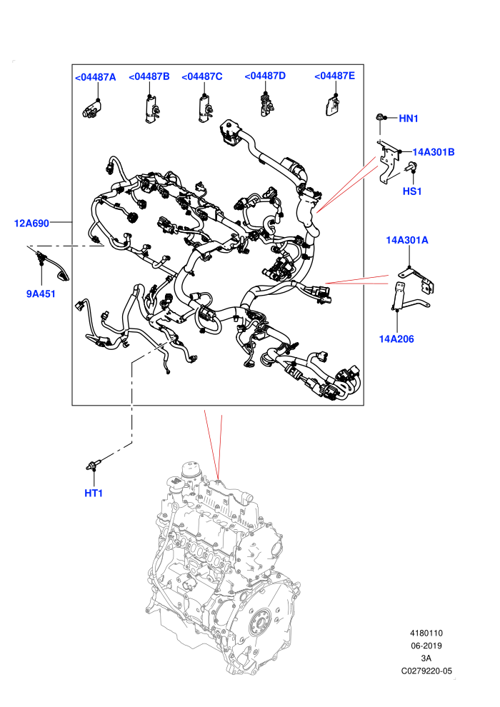 Electrical Wiring - Engine And Dash (2.0L I4 DSL HIGH DOHC AJ200,2.0L I4 DSL MID DOHC AJ200,Halewood (UK))(Engine)((V)FROMJH000001)