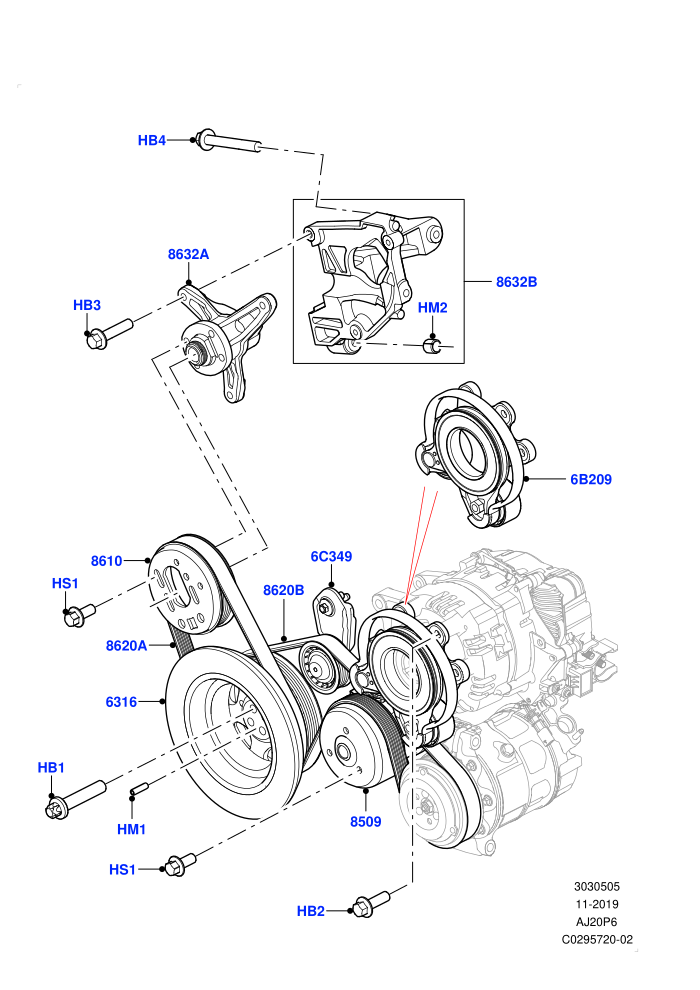 Pulleys And Drive Belts (3.0L AJ20P6 Petrol High)((V)FROMKA000001)