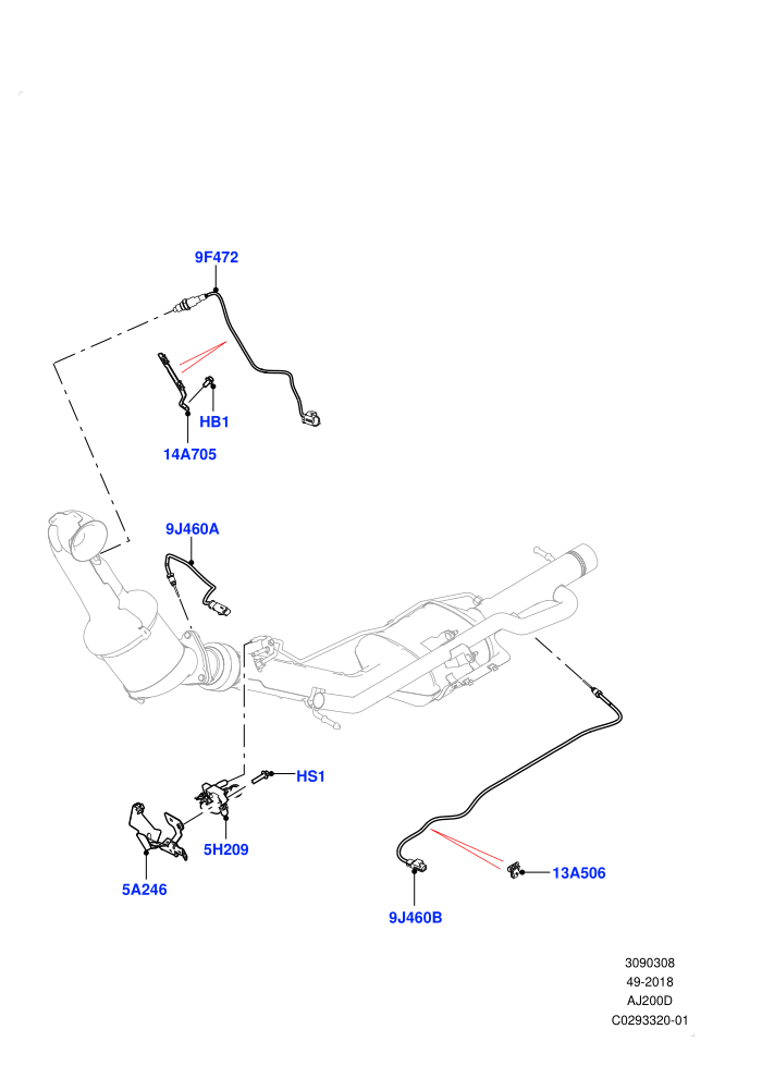 Exhaust Sensors And Modules (2.0L AJ20D4 Diesel High PTA,2.0L AJ20D4 Diesel Mid PTA,DPF + DE-SOX,Halewood (UK),Proconve L6 Emissions,Stage V Plus DPF)