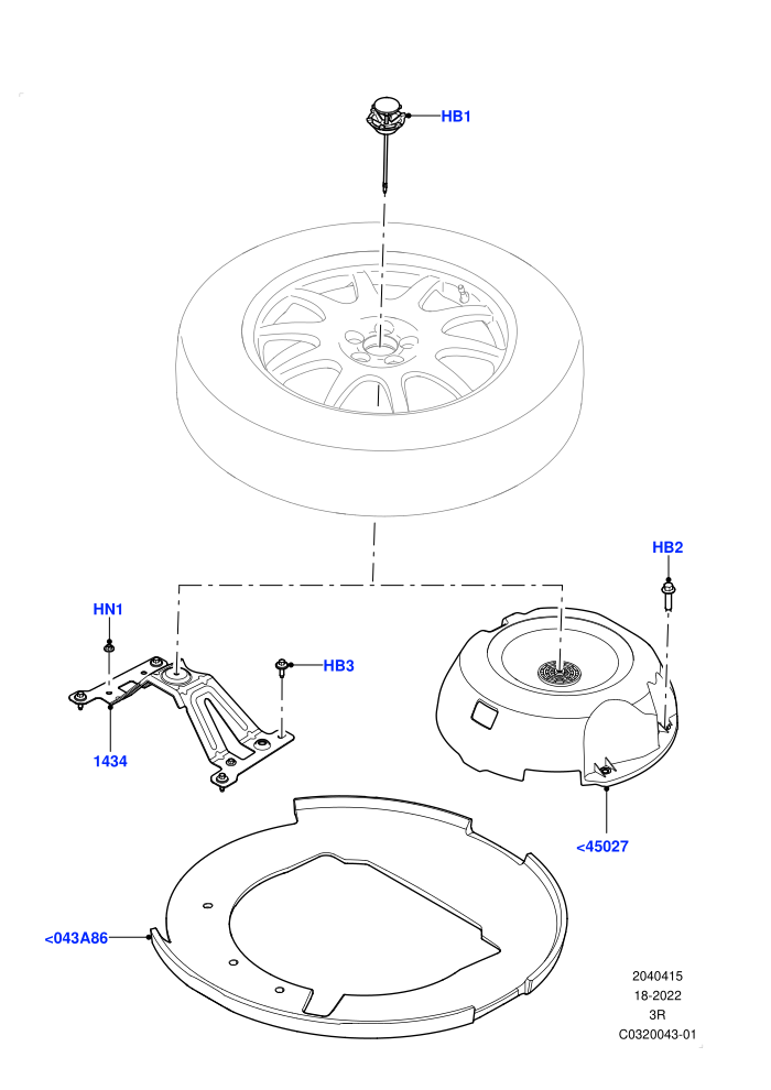 Spare Wheel Carrier (20 Full Size Spare Wheel,21 Full Size Spare Wheel,22 Full Size Spare Wheel,23 Full Size Spare Wheel,Electric Engine Battery-MHEV,Less Electric Engine Battery,With Mini Alloy Spare Wheel)