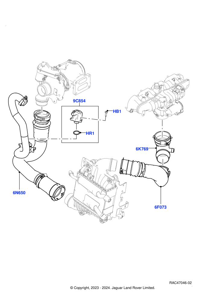 Intercooler/Air Ducts And Hoses (2.0L AJ200P Hi PHEV,2.0L I4 High DOHC AJ200 Petrol)(Nitra Plant Build)((V)FROMK2000001)