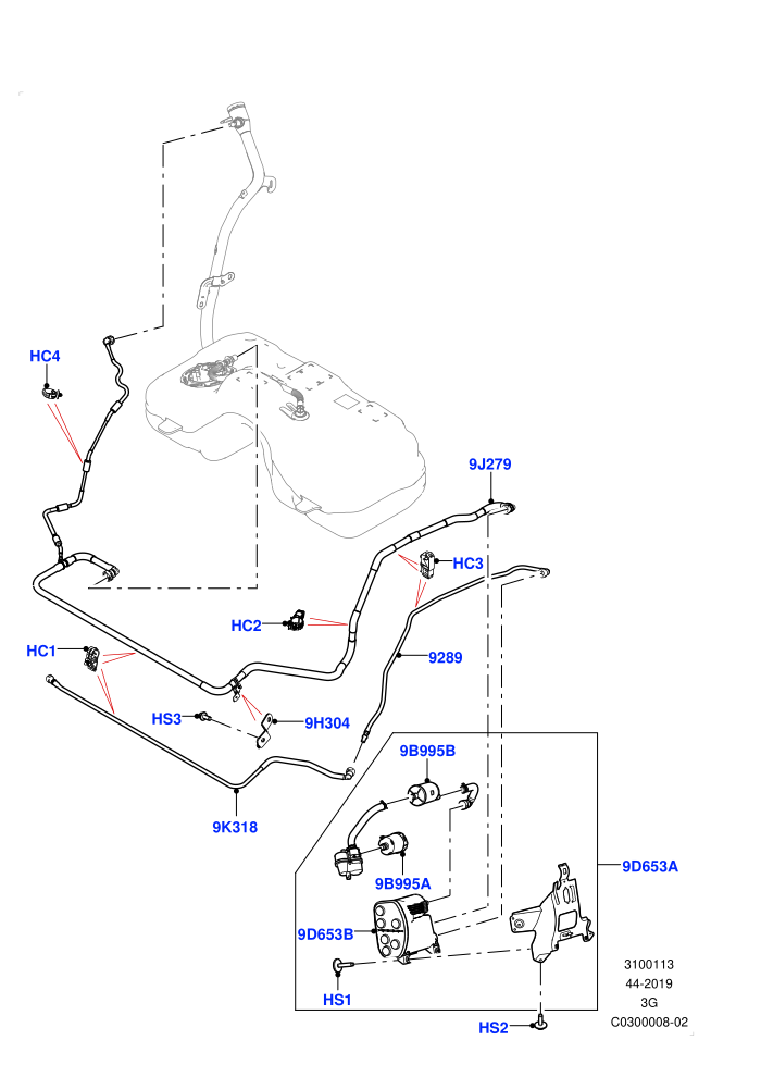 Carbon Canister (2.0L AJ20P4 Petrol Mid PTA,Changsu (China),Fuel Tank Filler Neck - DMTL,Standard Wheelbase)