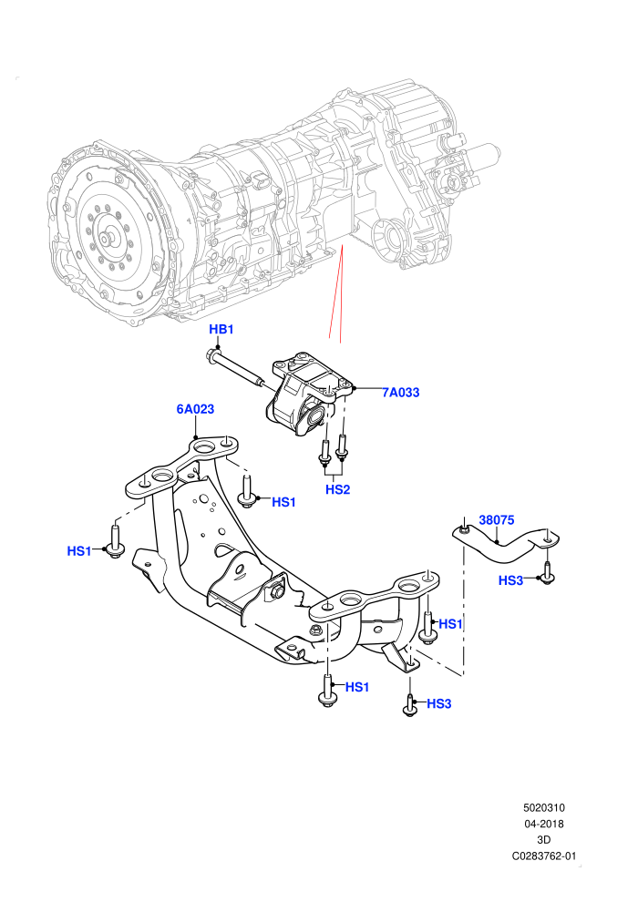 Transmission Mounting (3.0L DOHC GDI SC V6 PETROL)(Solihull Plant Build)((V)FROMHA000001)