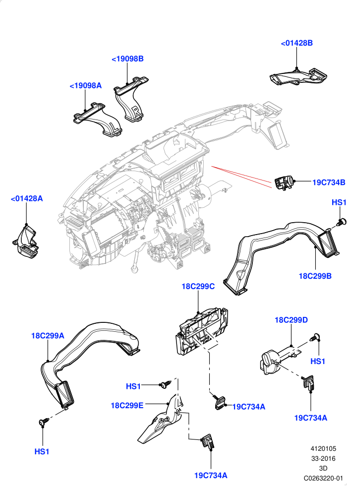 Air Vents, Louvres And Ducts (Less Head Up Display)(Instrument Panel,Internal Components,Solihull Plant Build)((V)FROMHA000001)