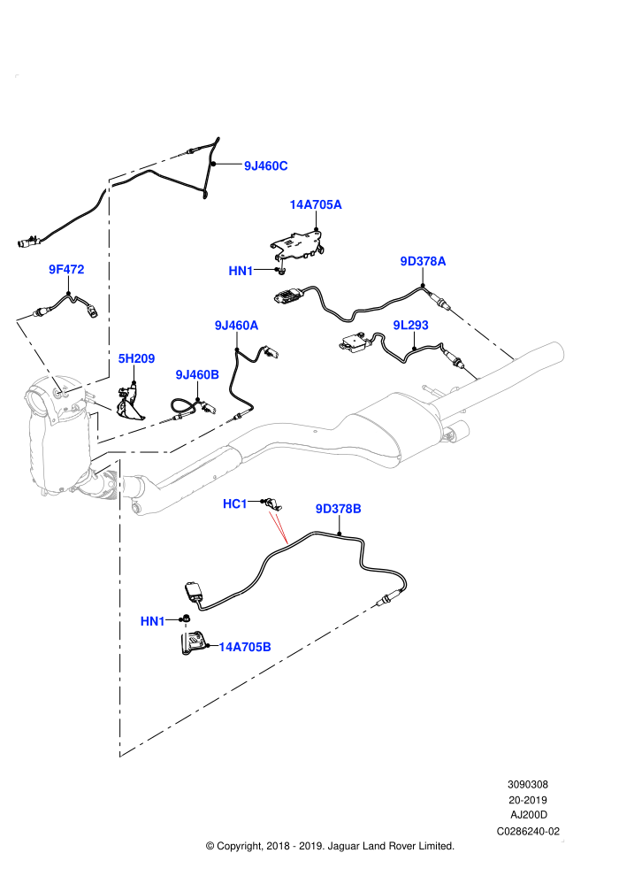 Exhaust Sensors And Modules (2.0L I4 DSL HIGH DOHC AJ200,2.0L I4 DSL MID DOHC AJ200,EU6D Diesel + DPF Emissions)((V)FROMKA000001)