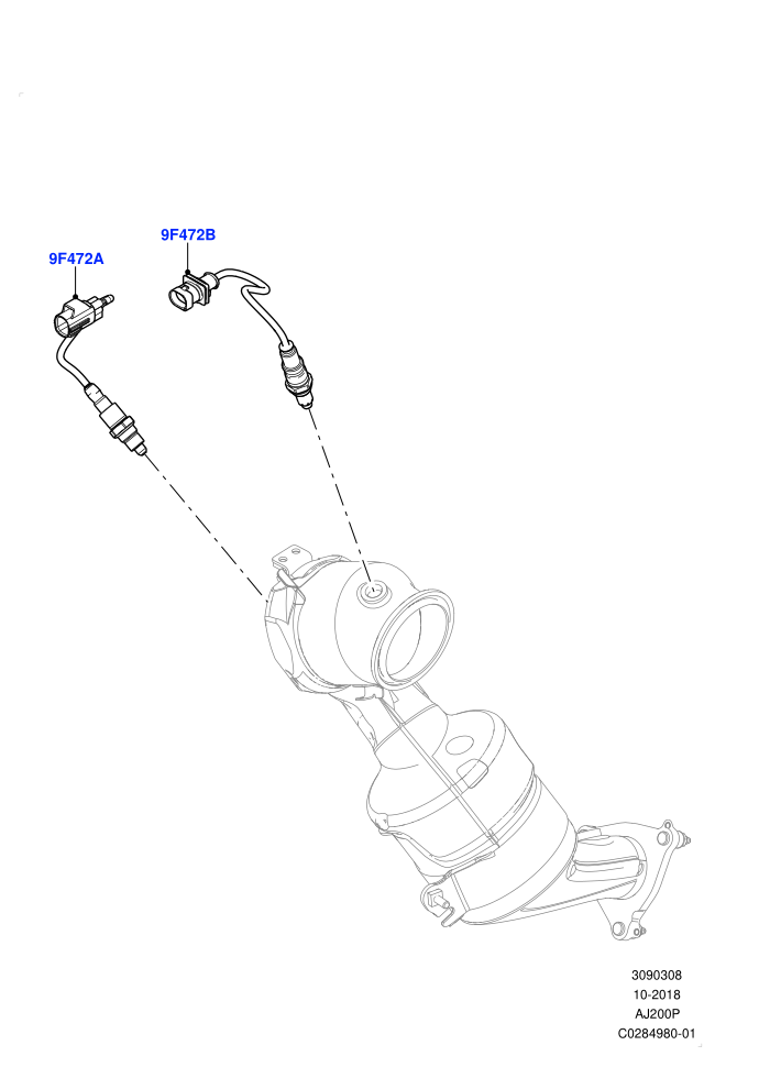 Exhaust Sensors And Modules (2.0L I4 Mid AJ200 Petrol E100,2.0L I4 Mid DOHC AJ200 Petrol,Itatiaia (Brazil))((V)FROMJT000001)