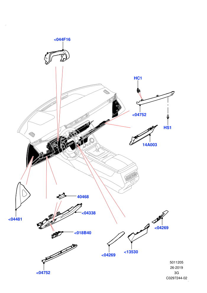 Instrument Panel (Changsu (China))(External Components,Lower)