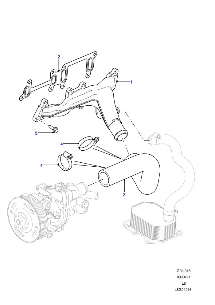Water Manifold And Hoses (2.2L 16V TC I4 DSL 122PS PUMA)((V)FROMCA000001)