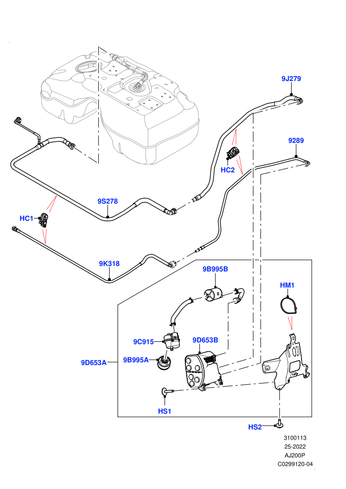 Carbon Canister (2.0L AJ20P4 Petrol E100 PTA,2.0L AJ20P4 Petrol High PTA,2.0L AJ20P4 Petrol Mid PTA,Fuel Tank Filler Neck - DMTL,Halewood (UK))((V)TOPH324948 (V)FROMLH000001)