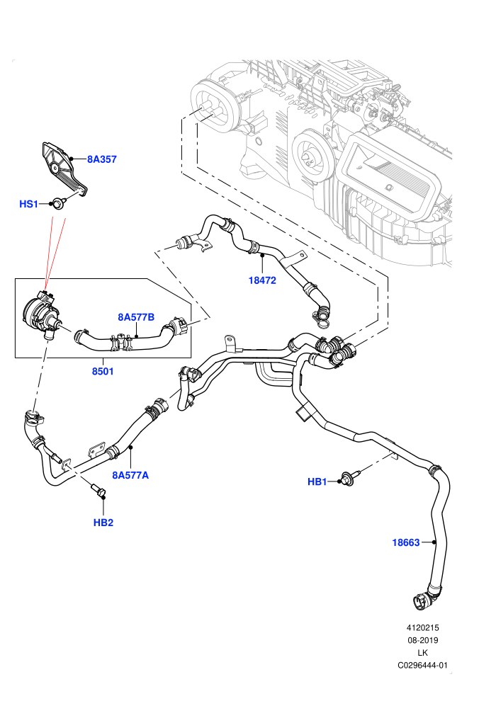 Heater Hoses (3.0L AJ20P6 Petrol High,Less Heater,With Air Conditioning - Front/Rear,With Front Comfort Air Con (IHKA),With Ptc Heater)(Front)((V)FROMKA000001)