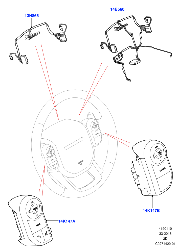 Switches (Solihull Plant Build,Steering Wheel)((V)FROMHA000001)