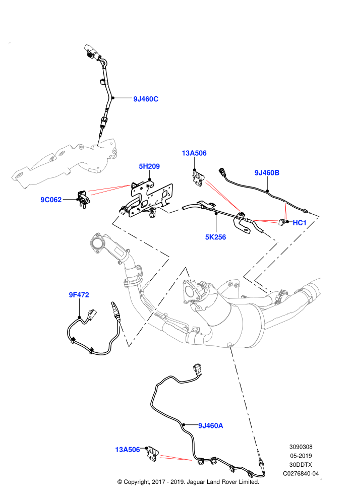 Exhaust Sensors And Modules (3.0 V6 D Gen2 Twin Turbo,DPF + DE-SOX,L6 Diesel Emissions,Stage V Plus DPF)